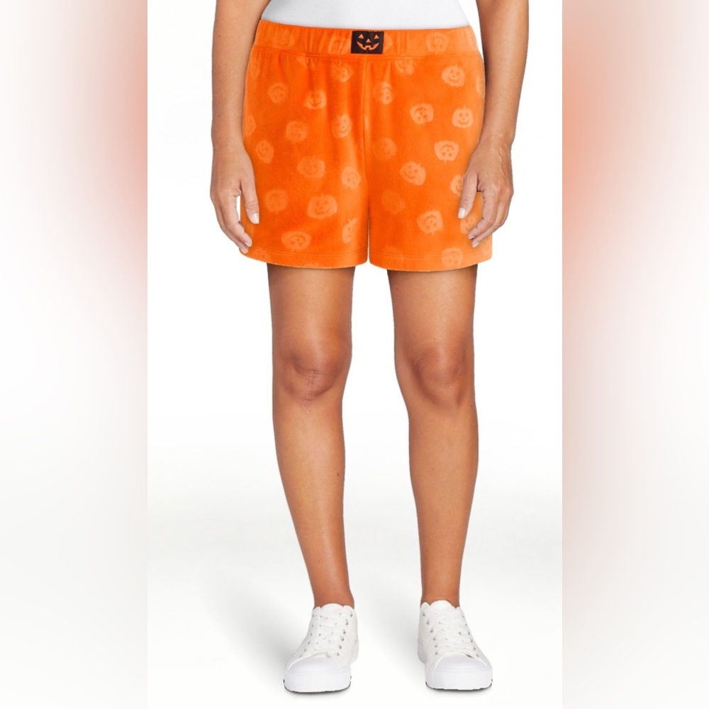 Way To Celebrate - Women’s Jack-O-Lantern Plush Sleep Shorts – Size Large